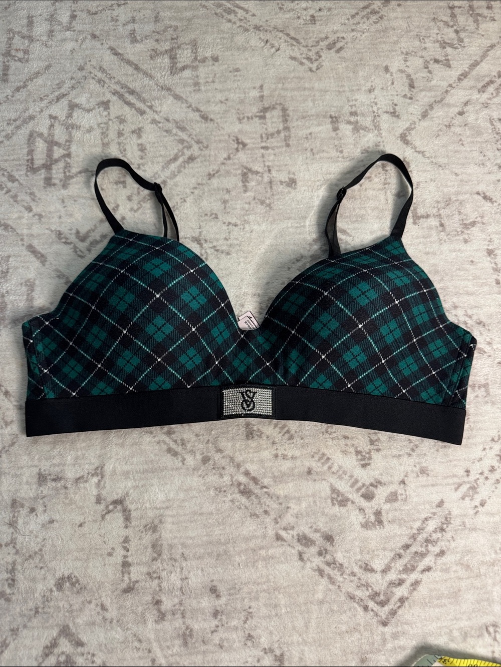 Victoria's Secret Teal and Black Plaid T-Shirt Bra